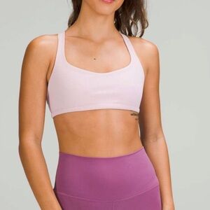 Lululemon Free to Be Ribbed Bra Pink Peony Size 6 No Padding Athletic